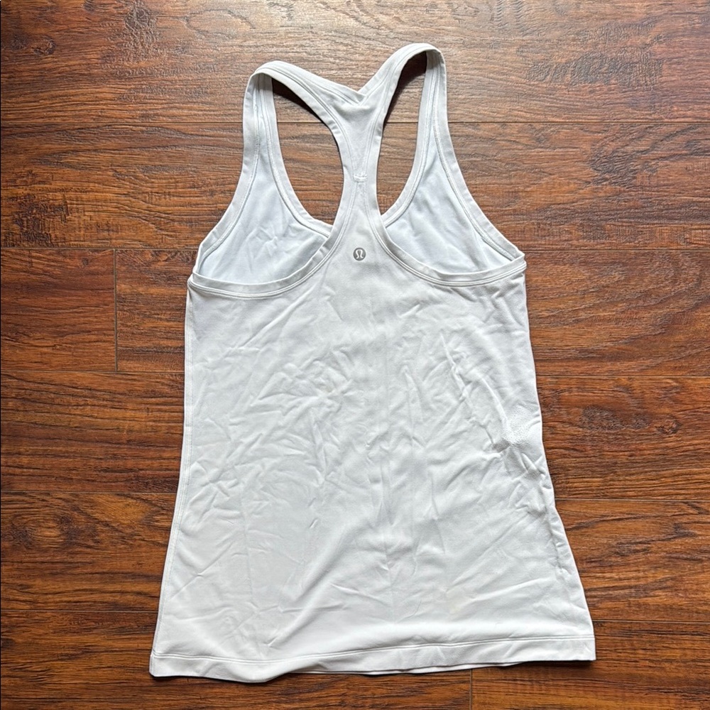 Lululemon Athletica White Fitted Backless Tank Top